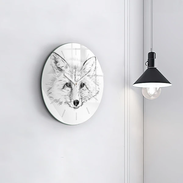 Wanduhr rund mit motiv Vektor-Fuchs-Kopf