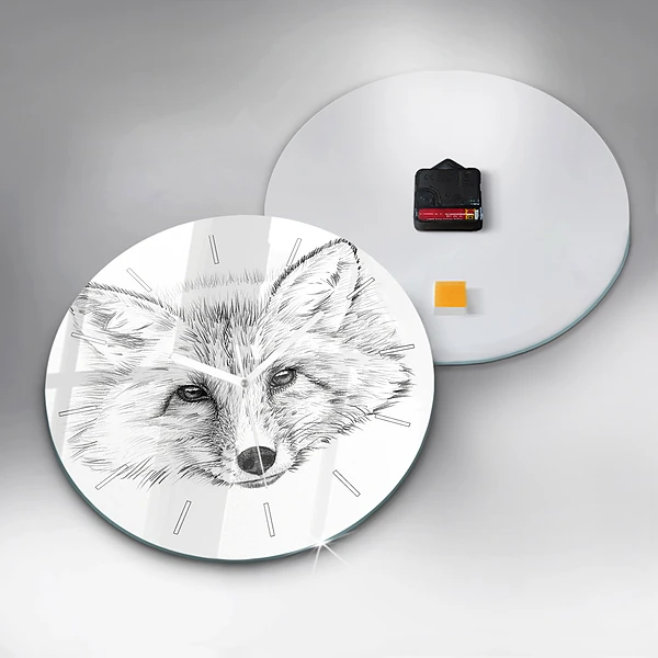 Wanduhr rund mit motiv Vektor-Fuchs-Kopf