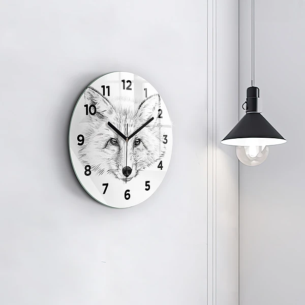 Wanduhr rund mit motiv Vektor-Fuchs-Kopf