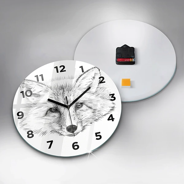 Wanduhr rund mit motiv Vektor-Fuchs-Kopf