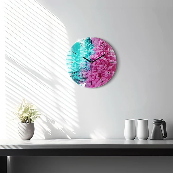 Wanduhr rund Moderne Kunst - Flecken