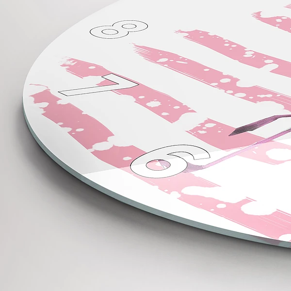 Wanduhr glas rund Flamingo-Grafik