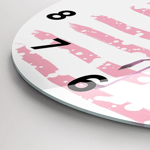 Wanduhr glas rund Flamingo-Grafik