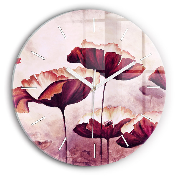Wanduhr rund Blumen Blühender Mohn