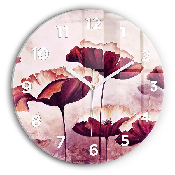 Wanduhr rund Blumen Blühender Mohn