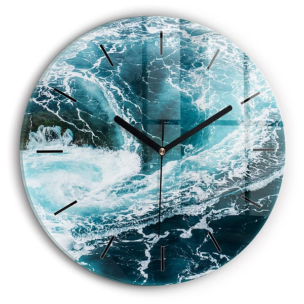 Wanduhr rund Wirbelnde schäumende Wellen