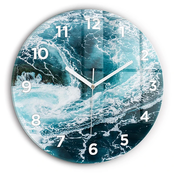 Wanduhr rund Wirbelnde schäumende Wellen