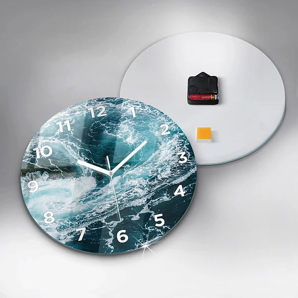 Wanduhr rund Wirbelnde schäumende Wellen