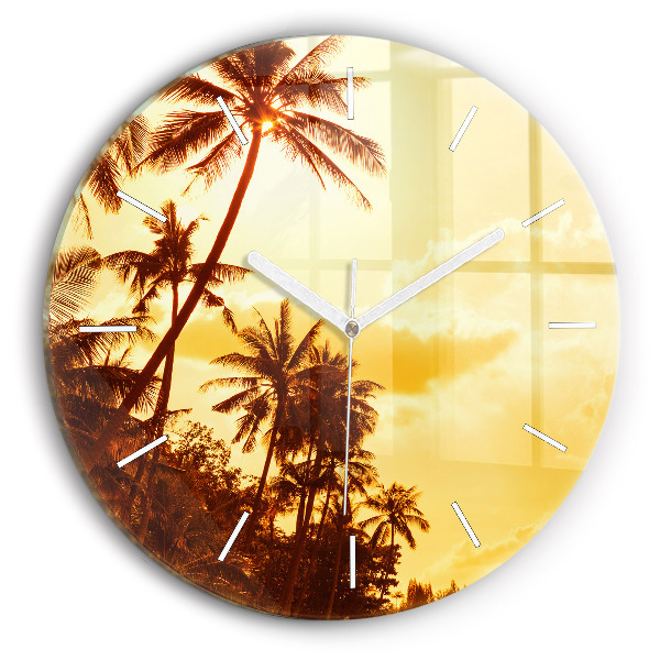 Wanduhr rund mit motiv Sonnige Palmen