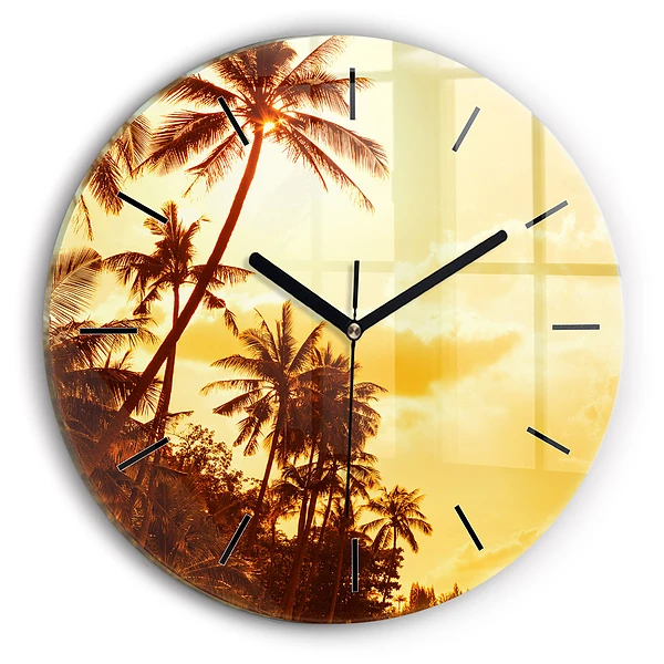 Wanduhr rund mit motiv Sonnige Palmen