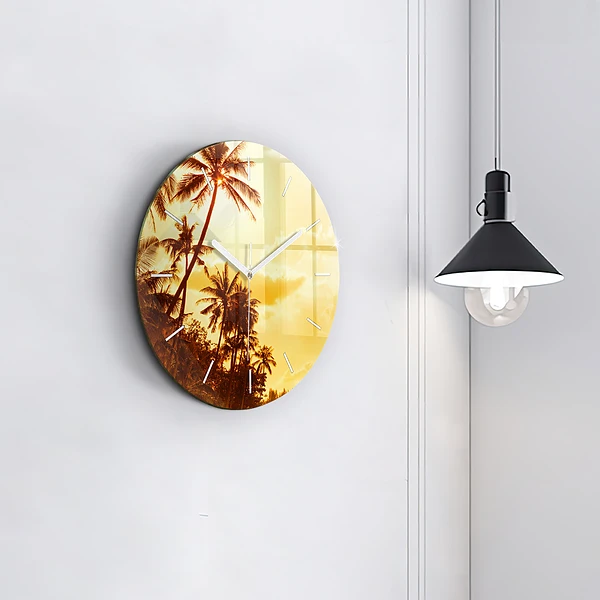 Wanduhr rund mit motiv Sonnige Palmen