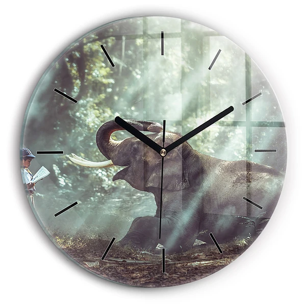 Wanduhr rund mit motiv Junge liest ein Buch