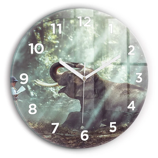 Wanduhr rund mit motiv Junge liest ein Buch