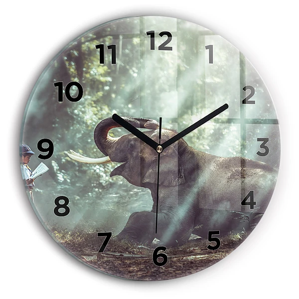 Wanduhr rund mit motiv Junge liest ein Buch