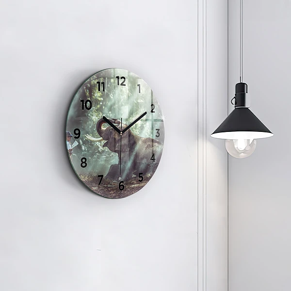 Wanduhr rund mit motiv Junge liest ein Buch