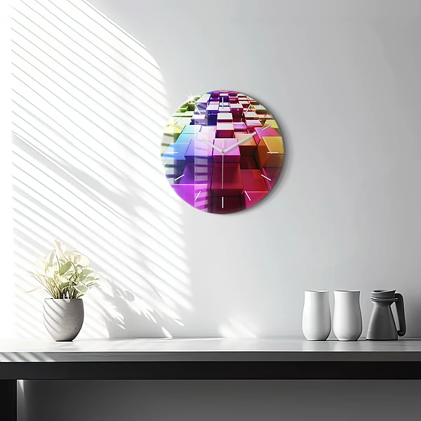 Wanduhr rund mit motiv Bunte Würfel