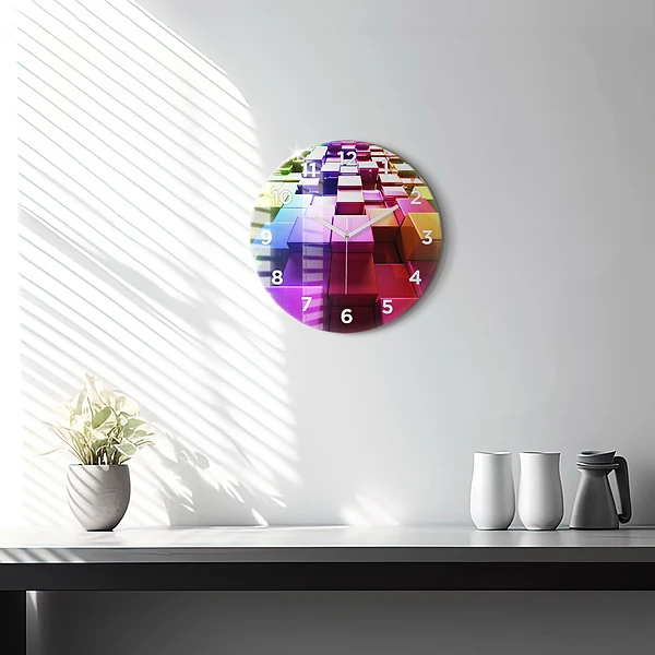 Wanduhr rund mit motiv Bunte Würfel
