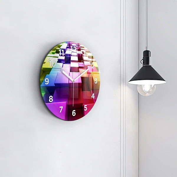 Wanduhr rund mit motiv Bunte Würfel