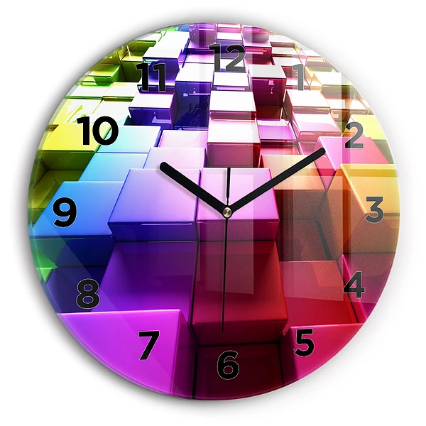 Wanduhr rund mit motiv Bunte Würfel