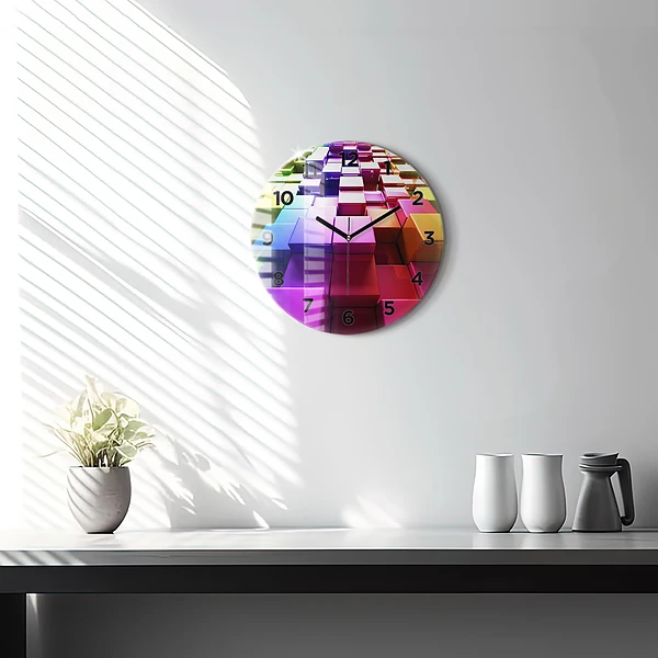 Wanduhr rund mit motiv Bunte Würfel