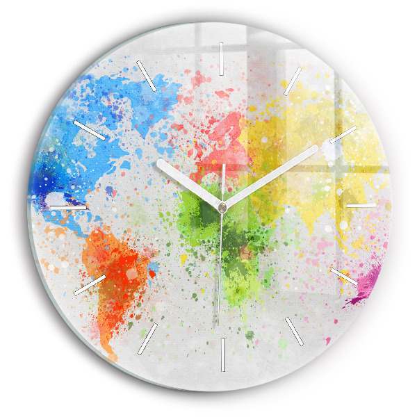 Wanduhr rund mit motiv Weltkarte auf Papier