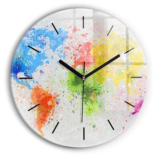 Wanduhr rund mit motiv Weltkarte auf Papier