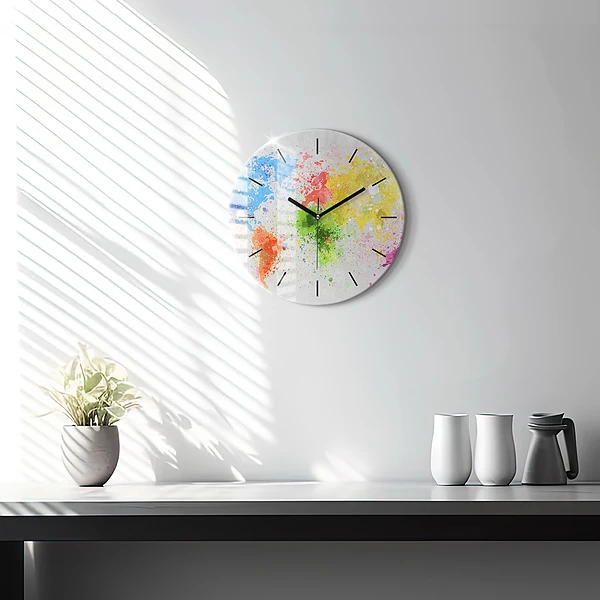 Wanduhr rund mit motiv Weltkarte auf Papier