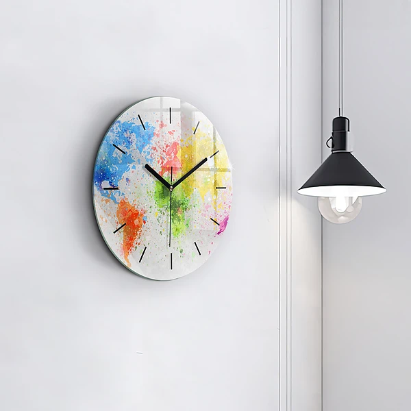 Wanduhr rund mit motiv Weltkarte auf Papier