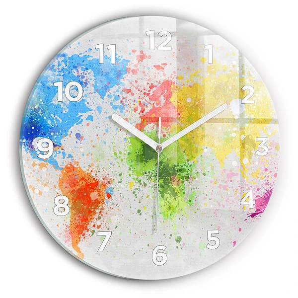 Wanduhr rund mit motiv Weltkarte auf Papier