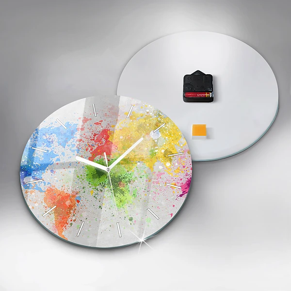 Wanduhr rund mit motiv Weltkarte auf Papier