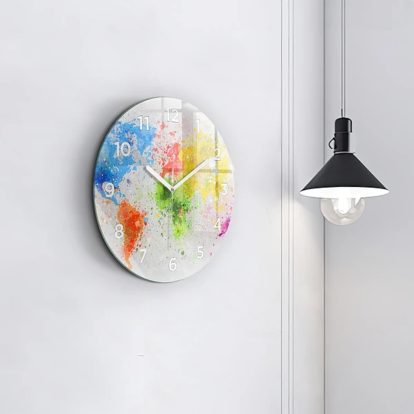 Wanduhr rund mit motiv Weltkarte auf Papier