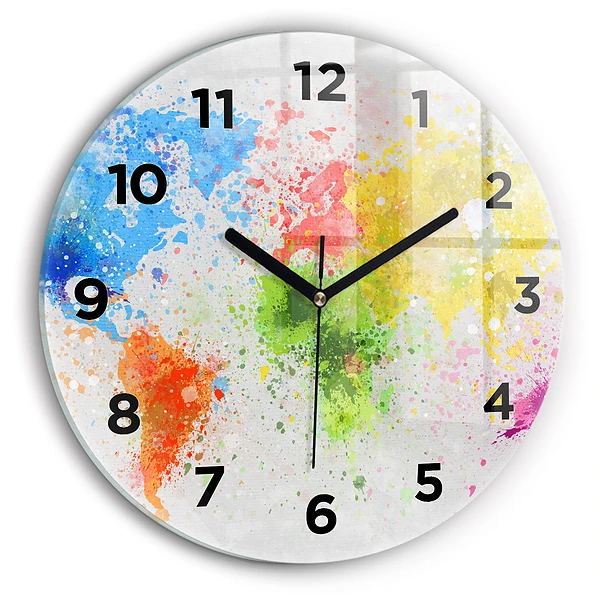 Wanduhr rund mit motiv Weltkarte auf Papier