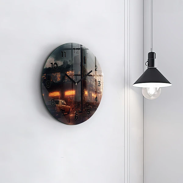 Wanduhr glas rund Apokalyptisches Gebäude