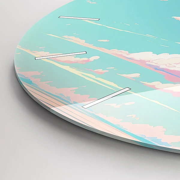 Wanduhr glas rund Pastellfarbener Himmel