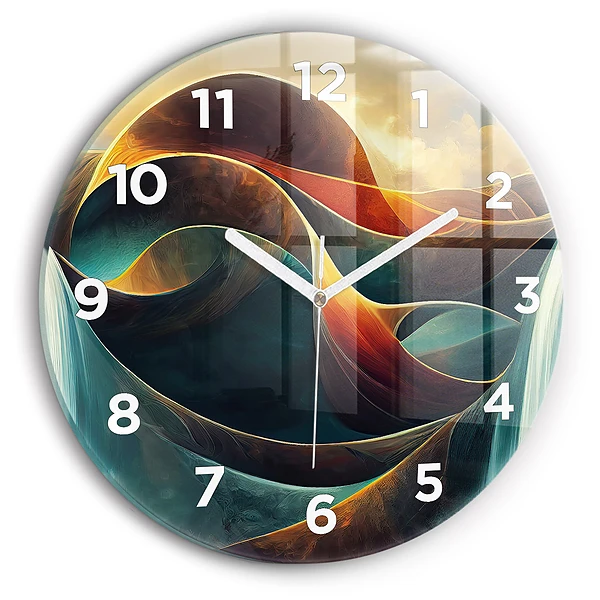 Wanduhr rund Fließender Wasserfall Hintergrund