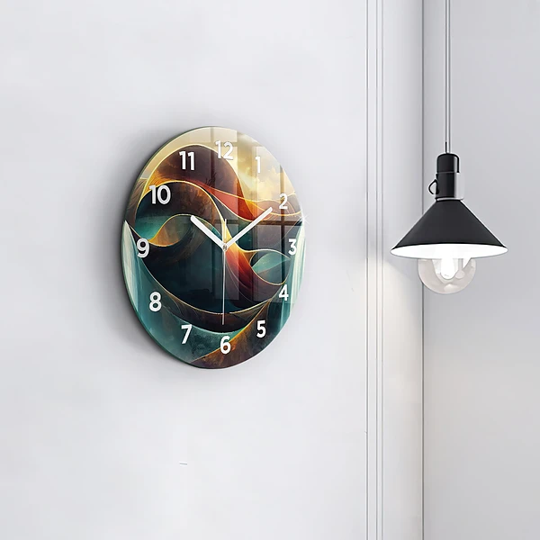 Wanduhr rund Fließender Wasserfall Hintergrund