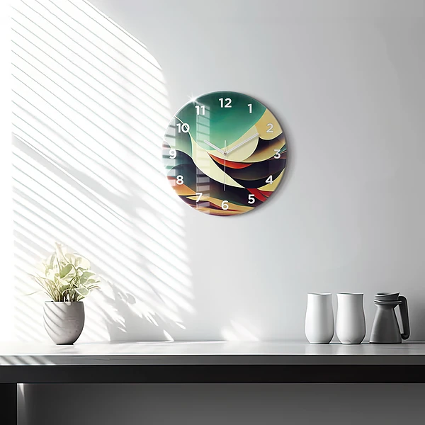 Wanduhr rund Abstrakte Linien im Hintergrund