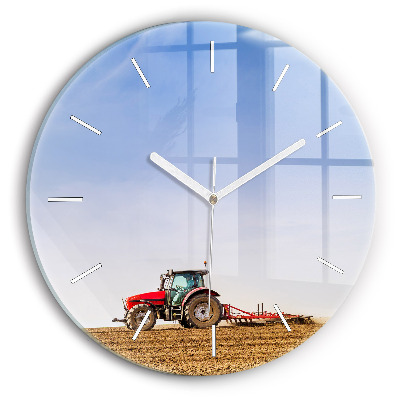 Wanduhr rund Landwirt im Traktor