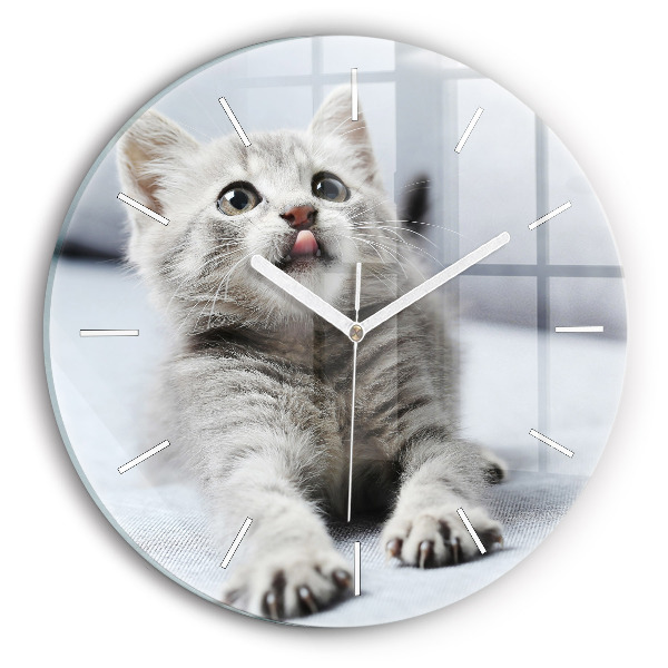 Wanduhr rund mit motiv Katze auf dem Sofa