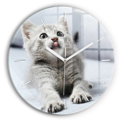 Wanduhr rund mit motiv Katze auf dem Sofa
