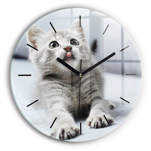 Wanduhr rund mit motiv Katze auf dem Sofa