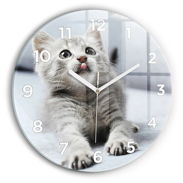Wanduhr rund mit motiv Katze auf dem Sofa