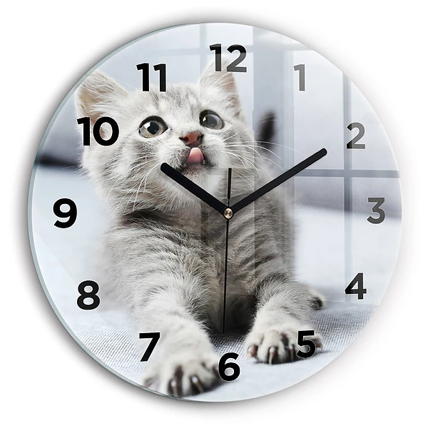 Wanduhr rund mit motiv Katze auf dem Sofa
