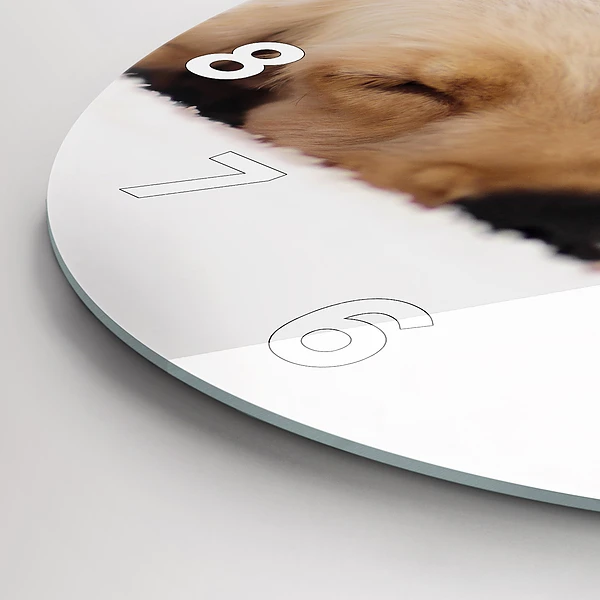 Wanduhr glas rund Schlafende Katze und Hund