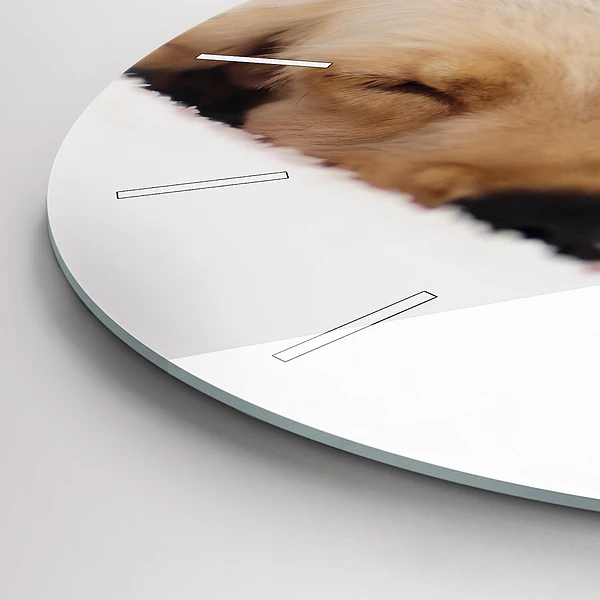 Wanduhr glas rund Schlafende Katze und Hund