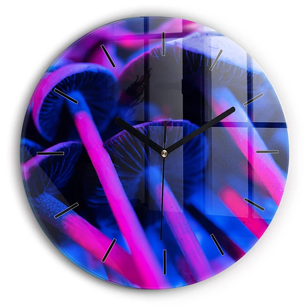 Wanduhr rund mit motiv Magic Mushrooms in Farben