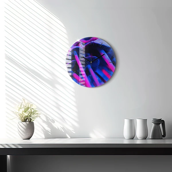 Wanduhr rund mit motiv Magic Mushrooms in Farben