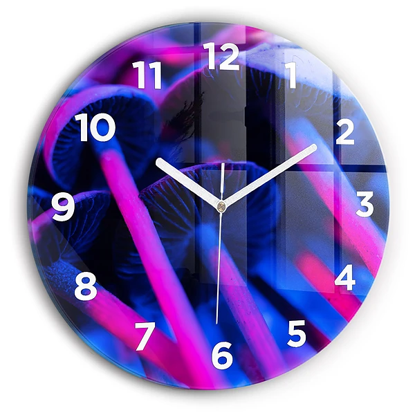 Wanduhr rund mit motiv Magic Mushrooms in Farben