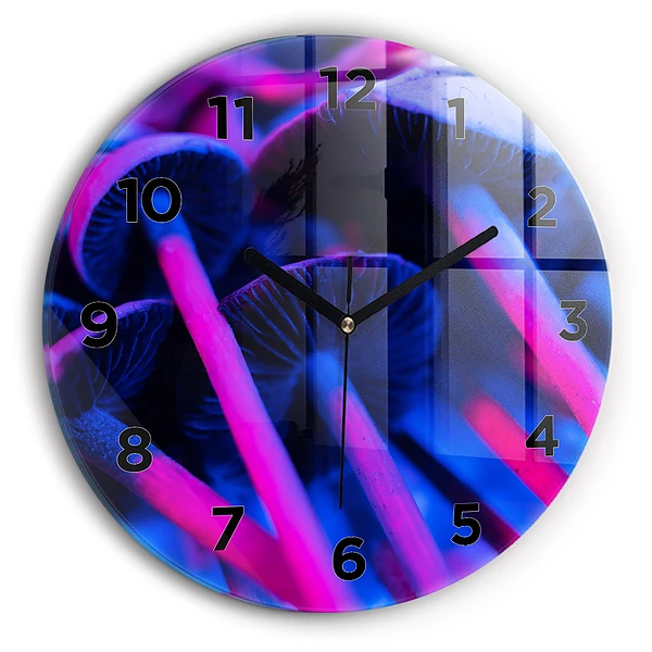 Wanduhr rund mit motiv Magic Mushrooms in Farben