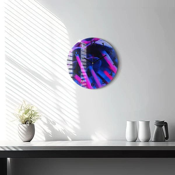 Wanduhr rund mit motiv Magic Mushrooms in Farben